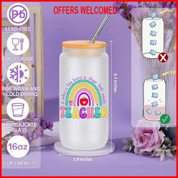 Large Cotton Canvas Tote Bag with Makeup Case, Perfect for Teachers & Daily Use - Picture 5 of 8